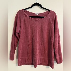 James Perse 3/4 sleeve sweatshirt in raspberry